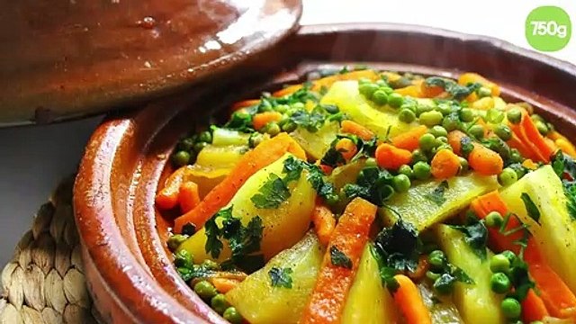 Tajine de carottes, petits pois et pommes de terre