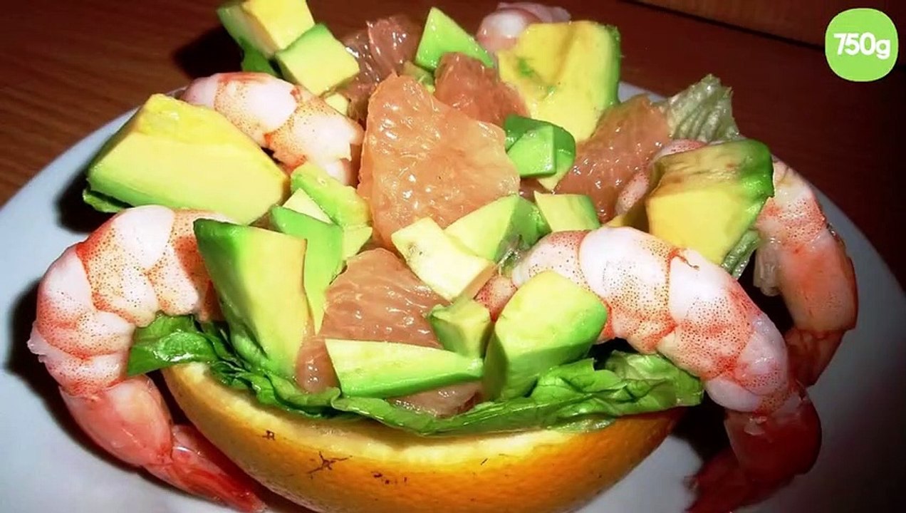 Salade de pamplemousse, avocat et crevettes