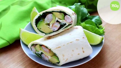 Wraps avocat houmous et crevettes