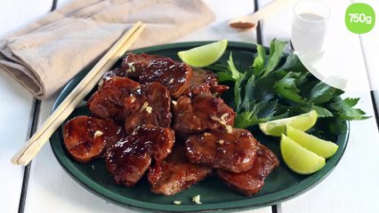 Filet mignon de porc sauté, miel et épices