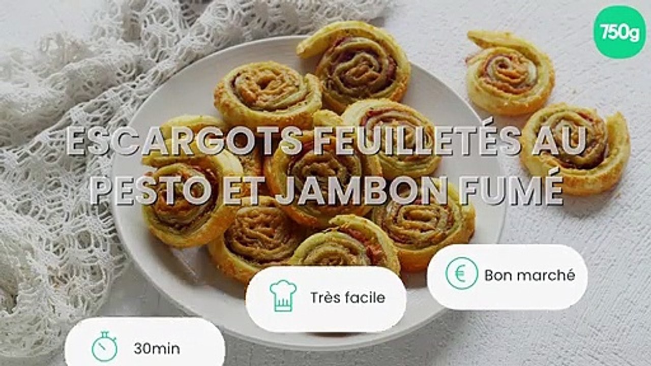 Escargots feuilletés au pesto et jambon fumé