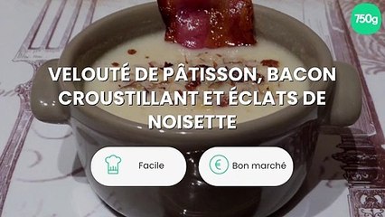 下载视频: Velouté de pâtisson, bacon croustillant et éclats de noisette