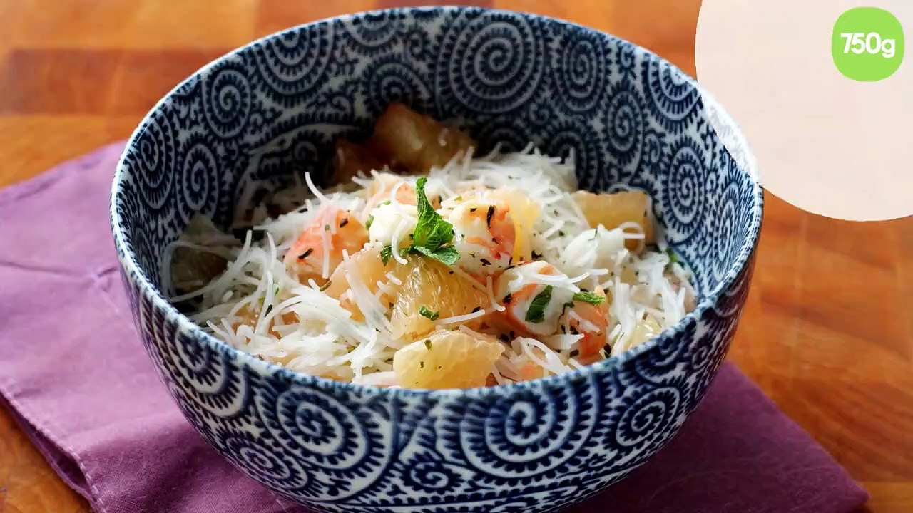 Salade légère au pamplemousse crevettes et vermicelles de riz