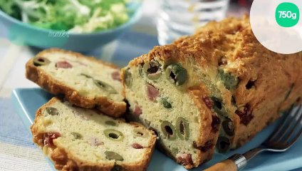 Download Video: Cake aux olives et aux lardons sans gluten