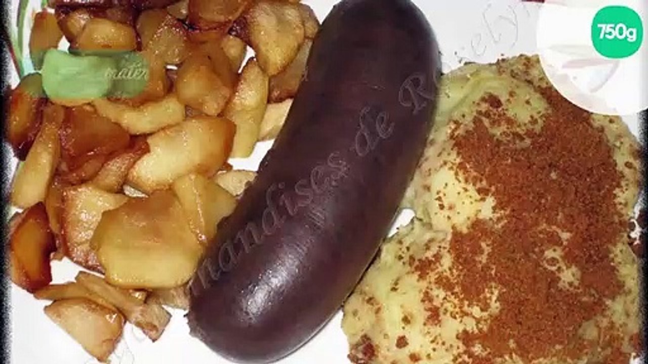 Boudin noir aux pommes caramélisées et sa purée croquante