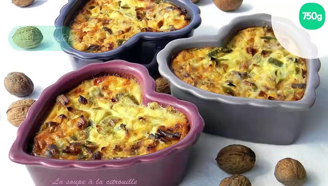 Clafoutis au roquefort aux noix et aux poireaux