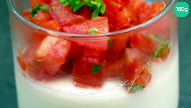Panna cotta au chèvre et son tartare de tomates
