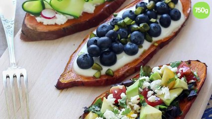 下载视频: Toasts de patate douce en 3 versions salées et sucrées