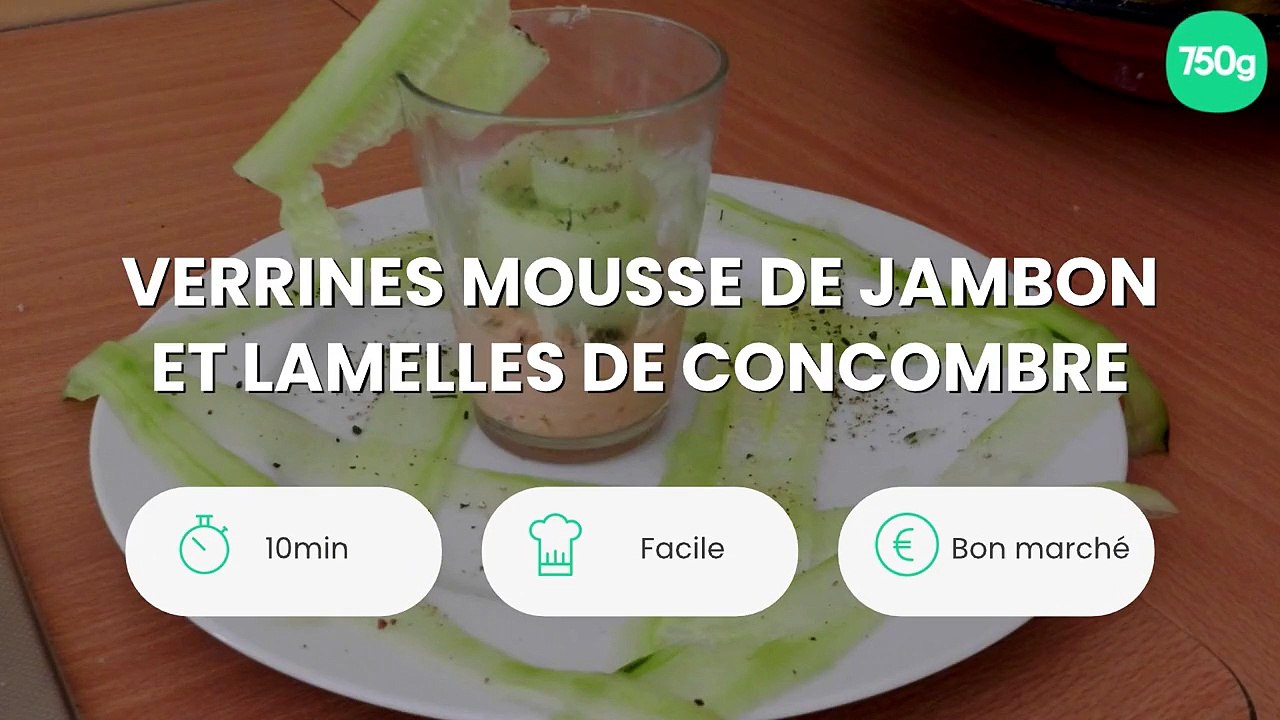 Verrines mousse de jambon et lamelles de concombre