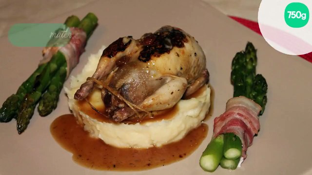 Cailles farcies aux fruits secs et purée de patates douces