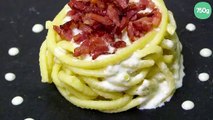 Spätzle d'Alsace aux lardons et sauce Roquefort