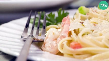 Pâtes au saumon et ses crevettes