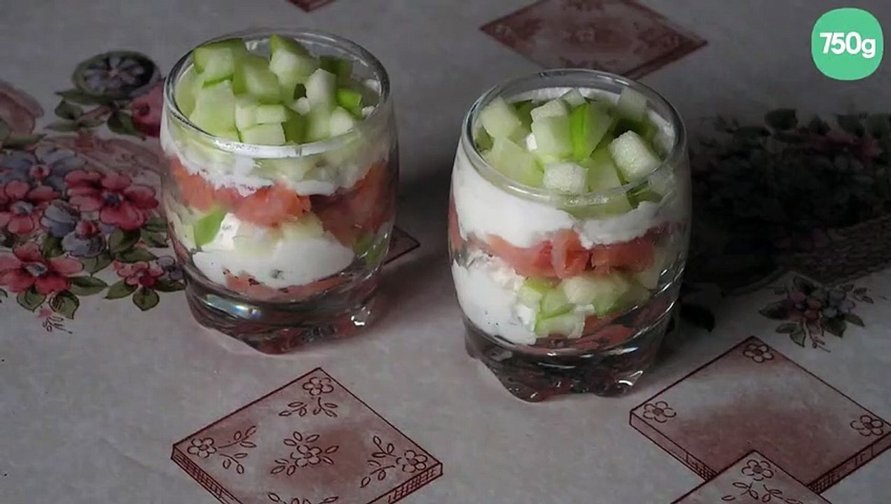Verrines apéritives au saumon et chèvre frais