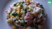 Salade jambon/maïs/petits pois/riz