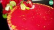 Bavarois citron-fraise insert citron vert-basilic