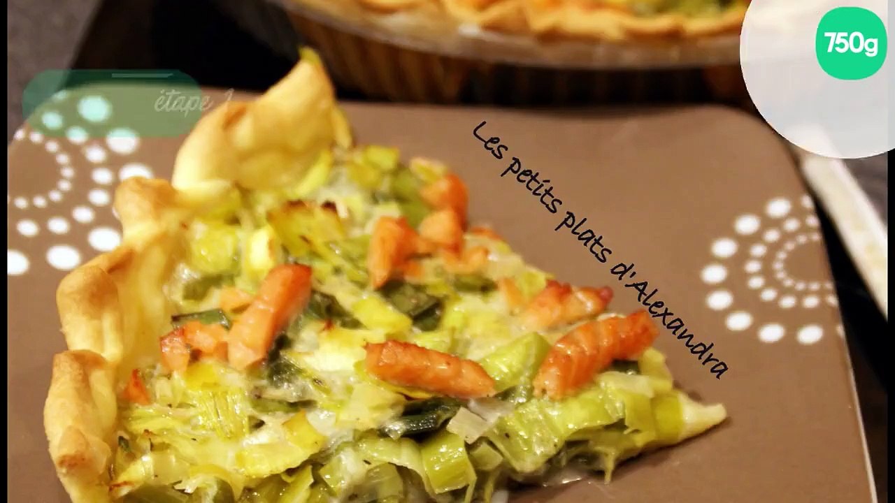 Tarte aux poireaux et dés de saumon fumé