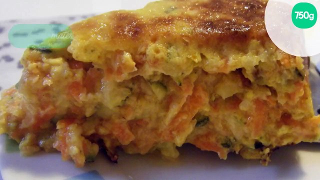 Quiche sans pâte et avec des carottes, courgettes, curry