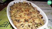 Gratin de crozets aux poireaux et saucisse de morteau