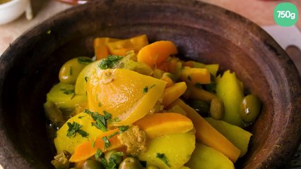Tajine de poulet aux pommes de terre et olives vertes