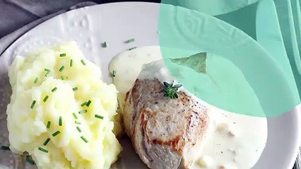 Grenadin de veau, sauce à la crème et purée de pommes de terre