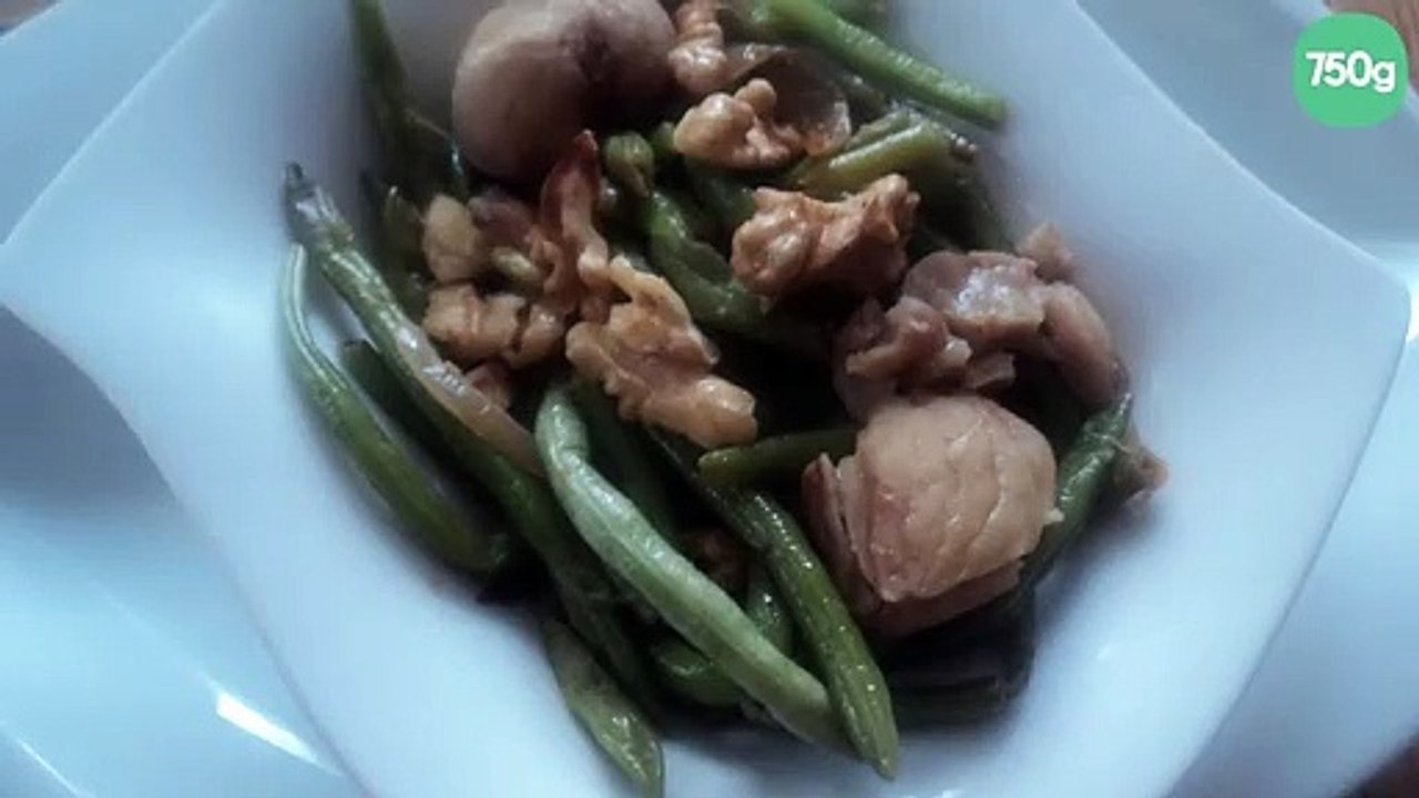 Poêlée d' haricots verts aux châtaignes et noix