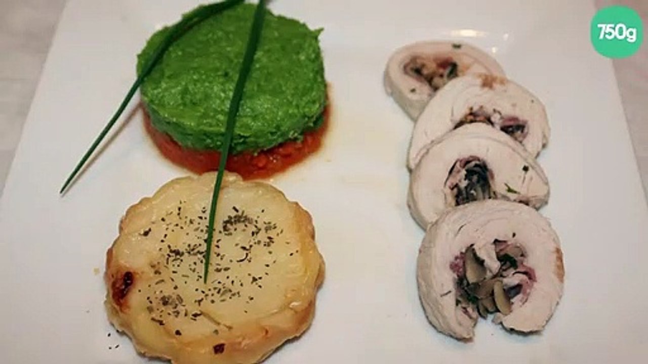 Roulé de dinde farcis aux champignons de Paris