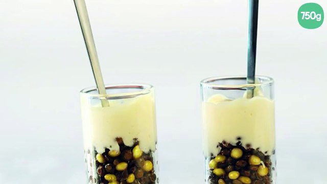 Verrine de lentilles, jambon et fromage frais