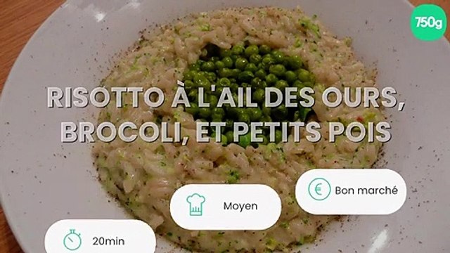 Risotto à l'ail des ours, brocoli, et petits pois