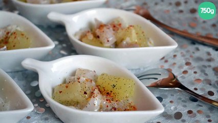 Download Video: Cuillères au tartare de Saint-Jacques et ananas à la vanille