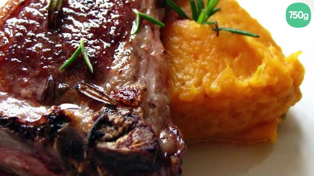 Côtes d'agneau au romarin, purée de patate douce