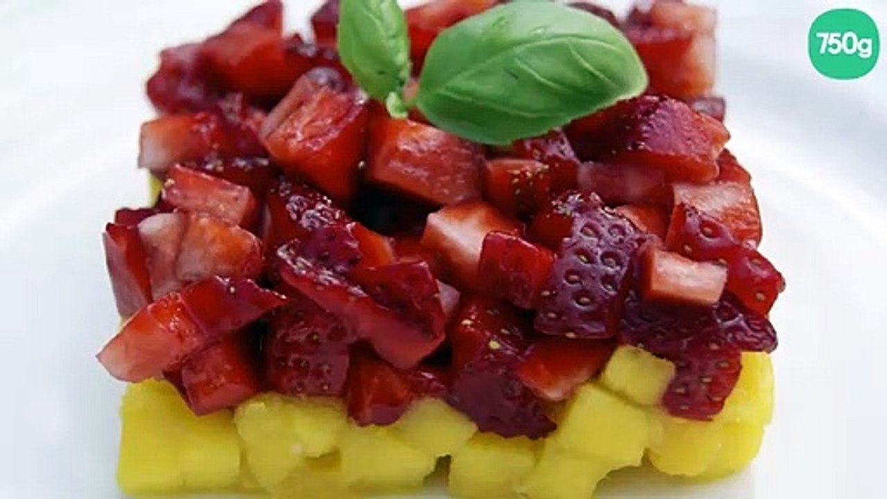 Tartare de fraises Guariguettes et mangue au citron vert et basilic