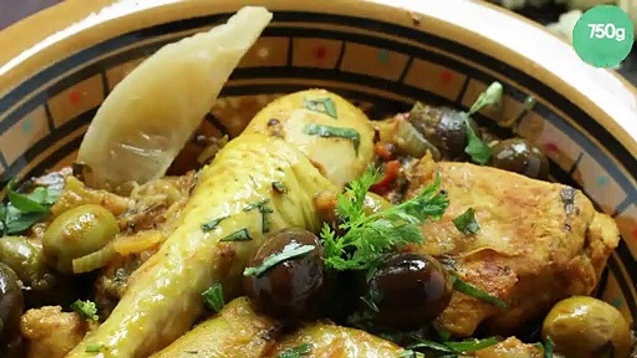 Tajine de poulet aux olives et citrons confits
