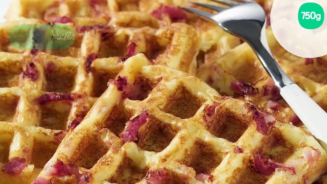 Gaufres salées au fromage et au jambon