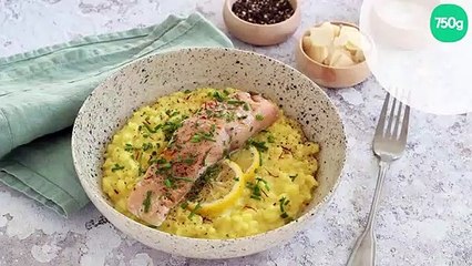 Risotto au safran et saumon à la vapeur