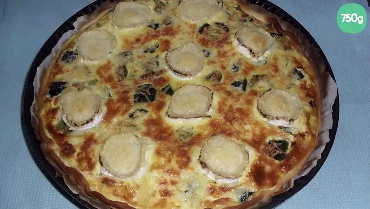 Tarte légère aux courgettes, jambon et chèvre gratiné