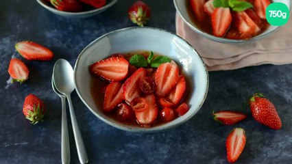 Soupe de tomates, Fraises du Périgord IGP et son sirop au citron vert