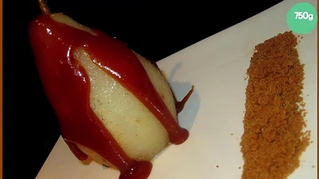 Poires pochées au sirop et caramel beurre salé