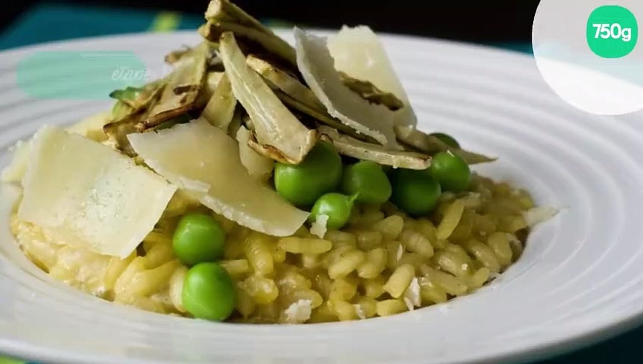 Risotto artichauts poivrade et petits pois