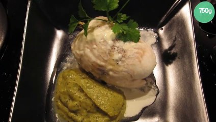 Filet de sandre et sa purée de courgette à l'ail