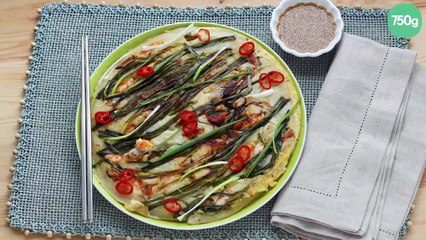 Haemul pajeon (Crêpe coréenne à la ciboule et aux fruits de mer)
