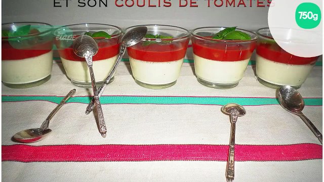 Panna cotta mozzarella, basilic et son coulis de tomates