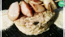 Risotto de poireaux et sa brochette de saint-jacques