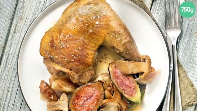 Cuisses de pintade label rouge aux cèpes et aux figues
