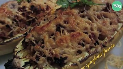 Courge spaghetti farcie au fromage, oignon et herbes de Provence