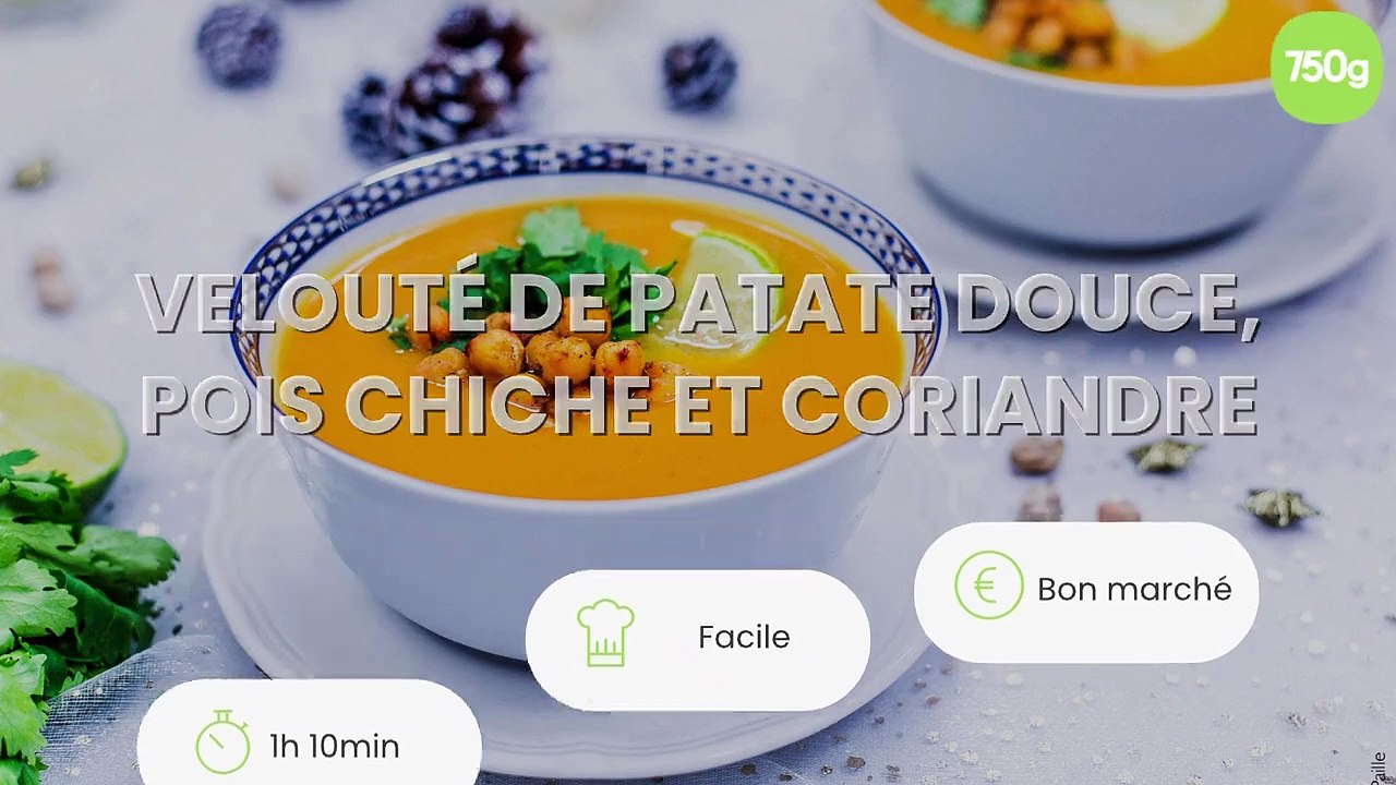 Velouté de patate douce, pois chiche et coriandre