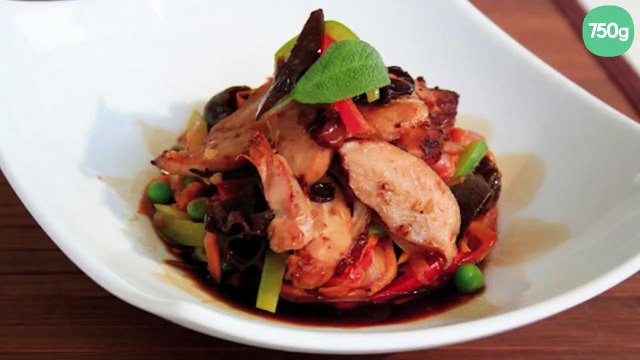 Wok de poulet aux légumes croquants