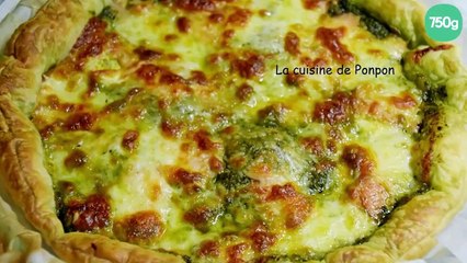 Tarte au pesto, saumon fumé et mozzarella