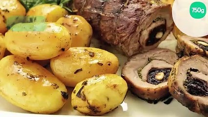 Poitrine d'agneau roulée et farcie aux pruneaux