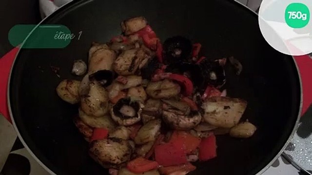 Wok de pommes de terre et de poivrons