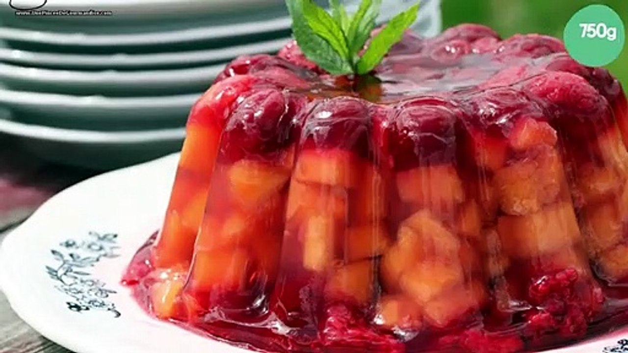 Aspic de melon, framboise et cerise